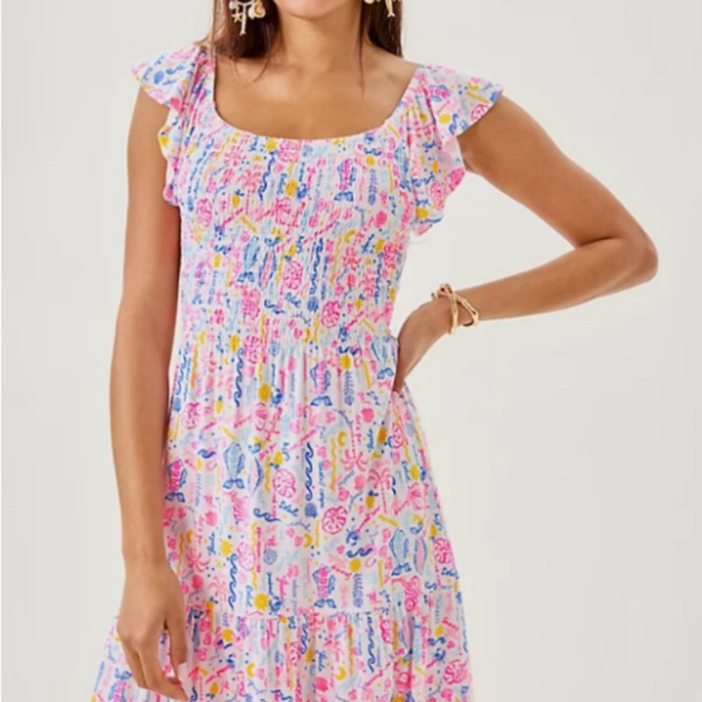 Lily Pulitzer Jilly Smocked Dress Multi Summer Serenade